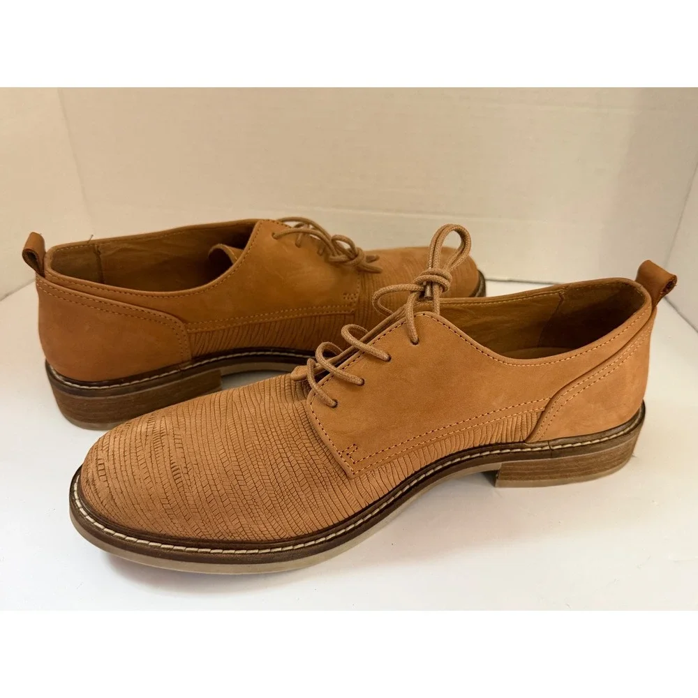Pajar River Cafe Embossed Plain Toe Derby Cognac Leather 10-10.5 Portugal
